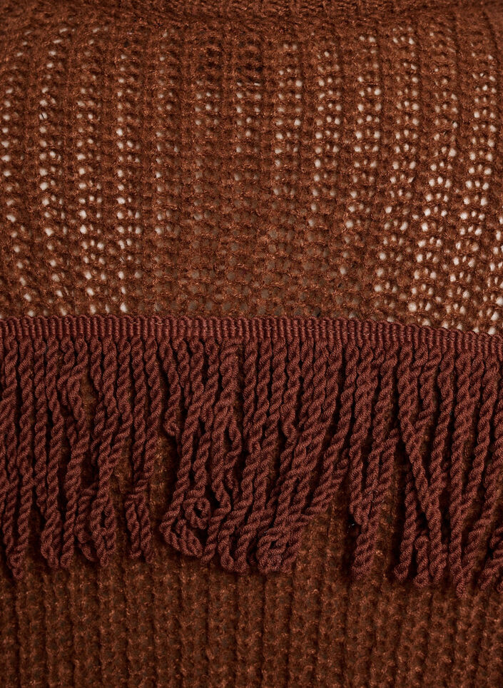 Gebreide blouse met franjes aan de achterkant, Tiramisu, Packshot