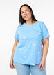 T-shirt in biologisch katoen met geborduurde motieven, Blauw, Model image number 0