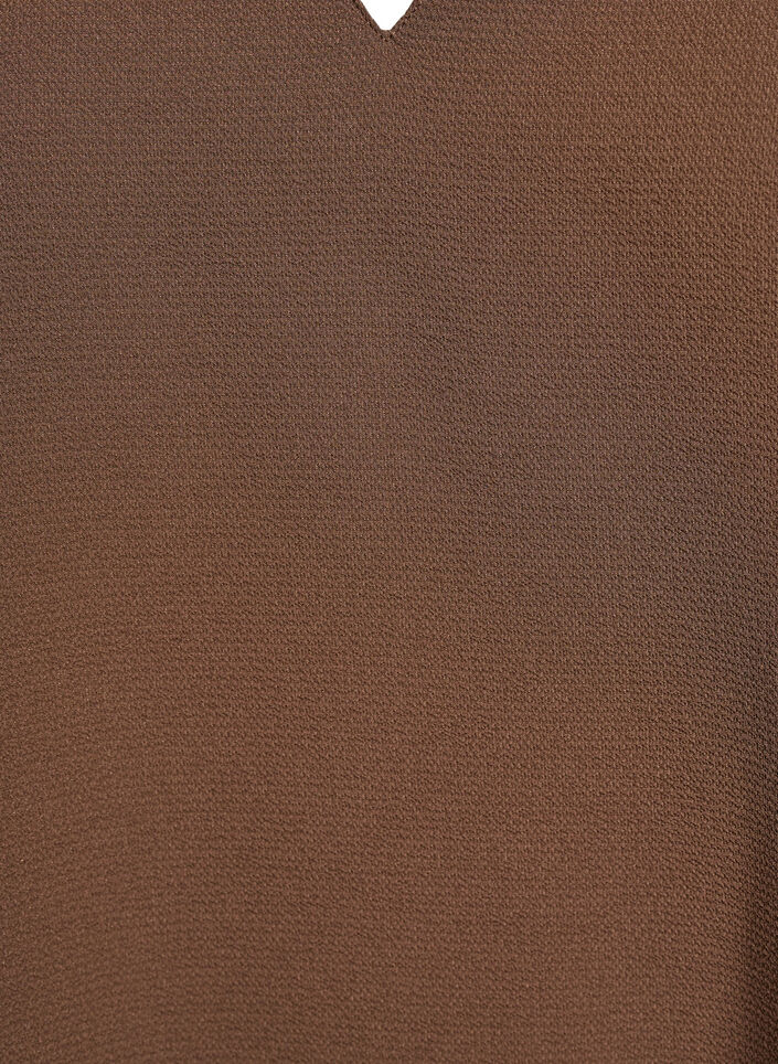 Blouse met korte mouwen en V-hals, Bruin, Packshot image number 2