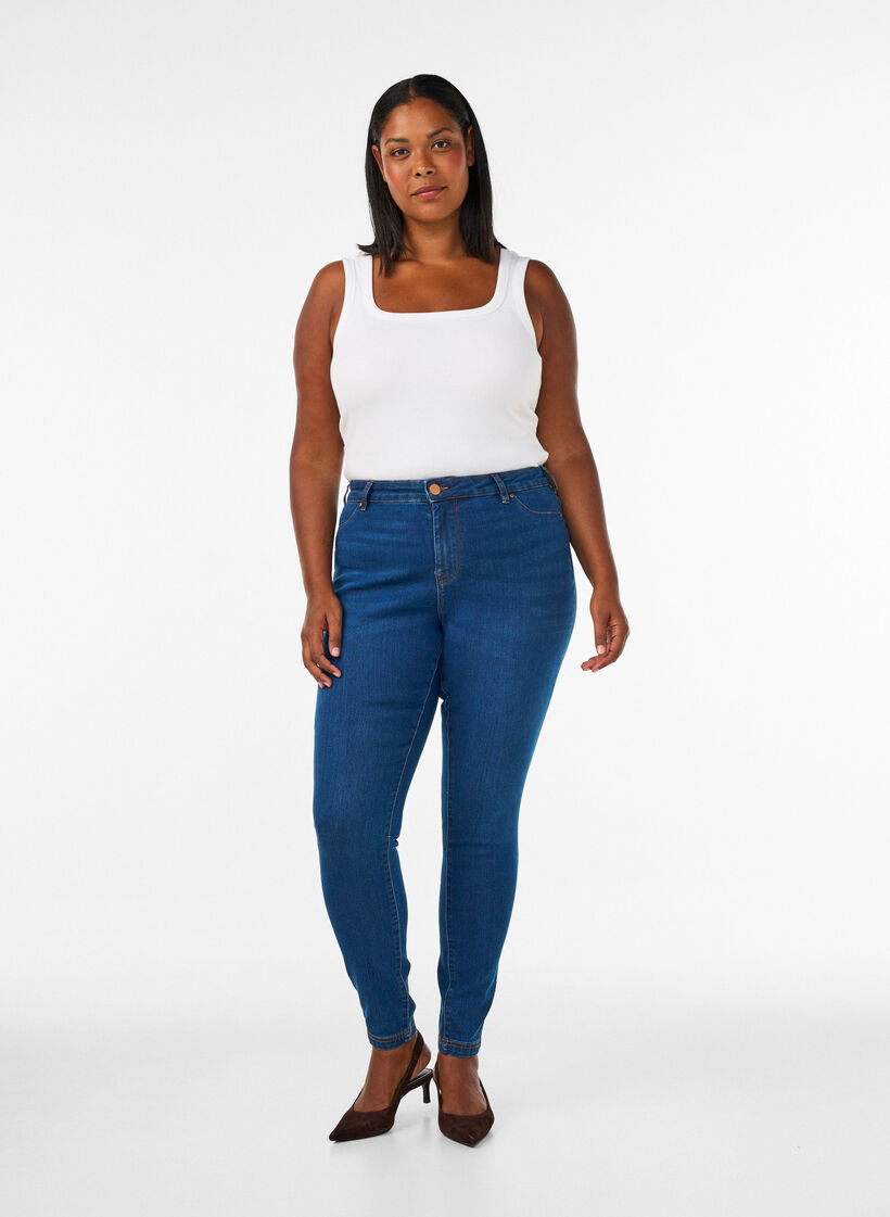 Jeggings van katoenmix, Blue denim, Model image number 0