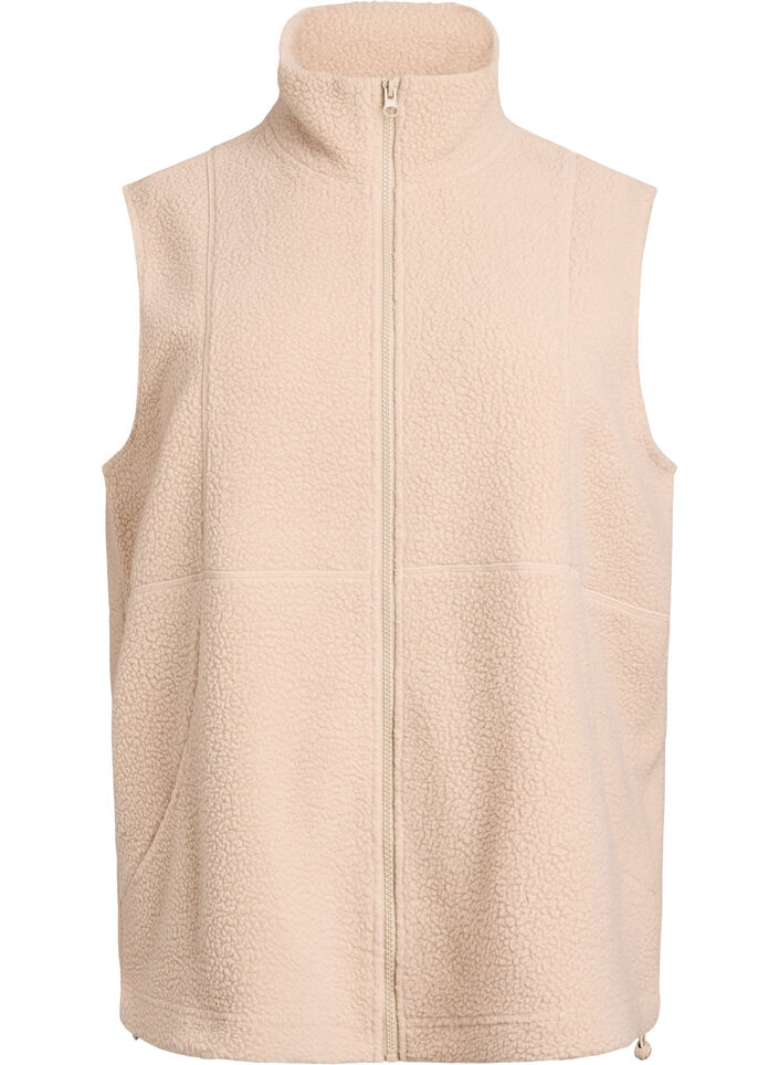 Teddy vest met zakken, Beige, Packshot image number 0