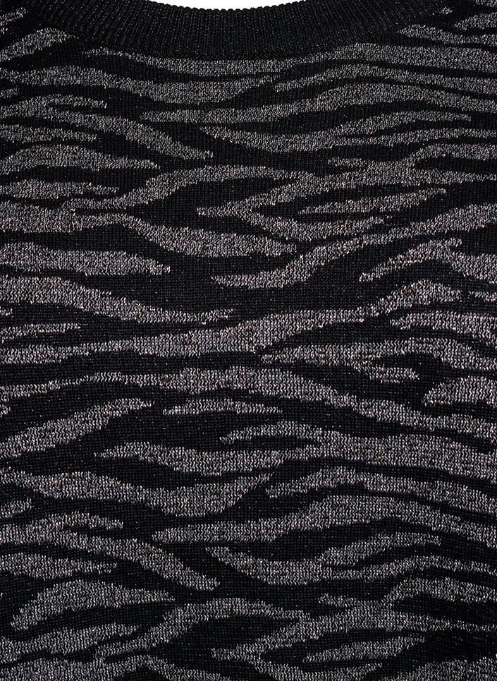 Gebreide blouse met patroon en glitereffect, Zwart, Packshot image number 2