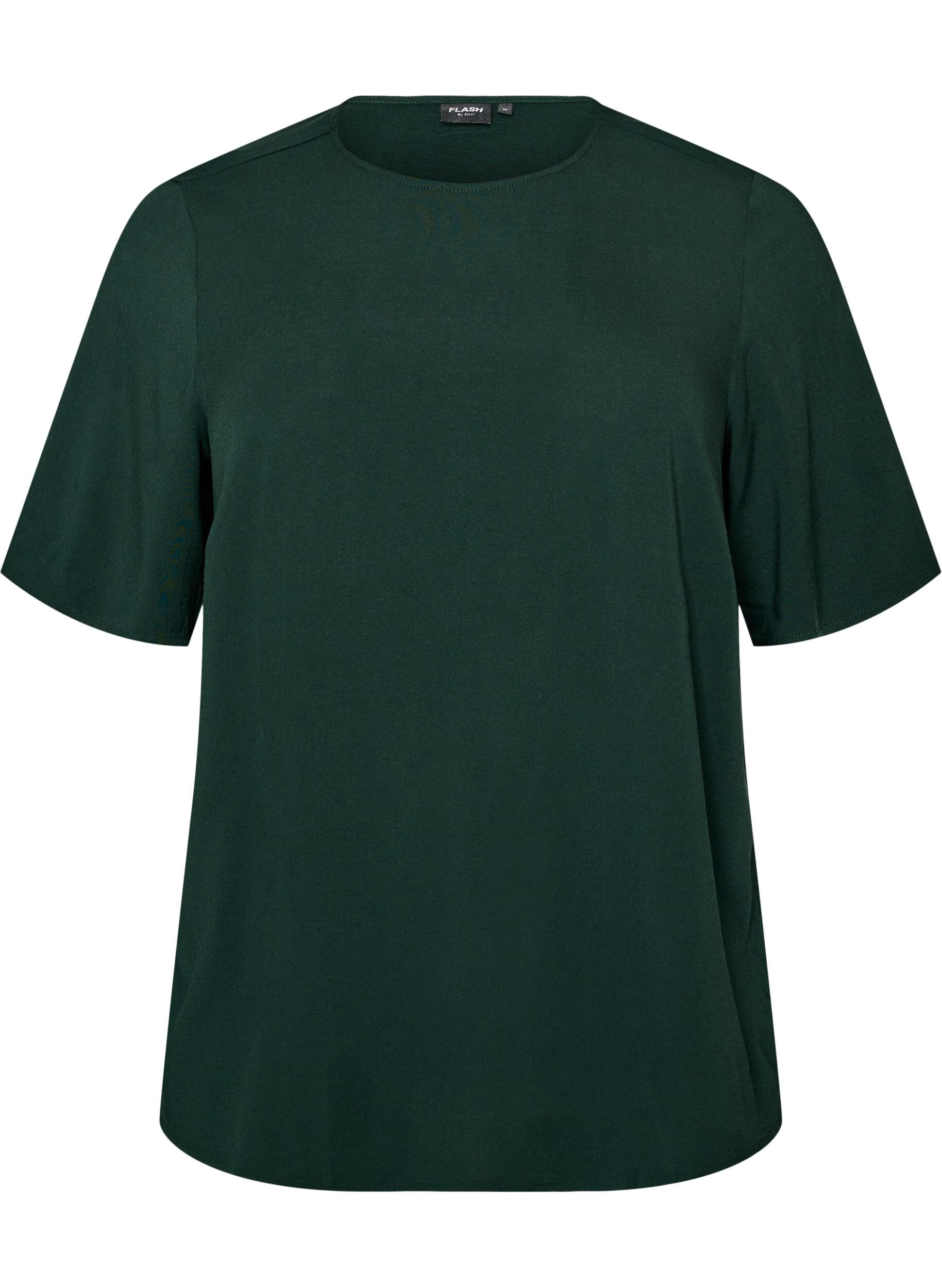 FLASH - Geweven blouse met korte mouwen en ronde hals