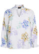 Pliss&eacute; blouse met lange mouwen en bloemenprint, Wit, Packshot image number 0