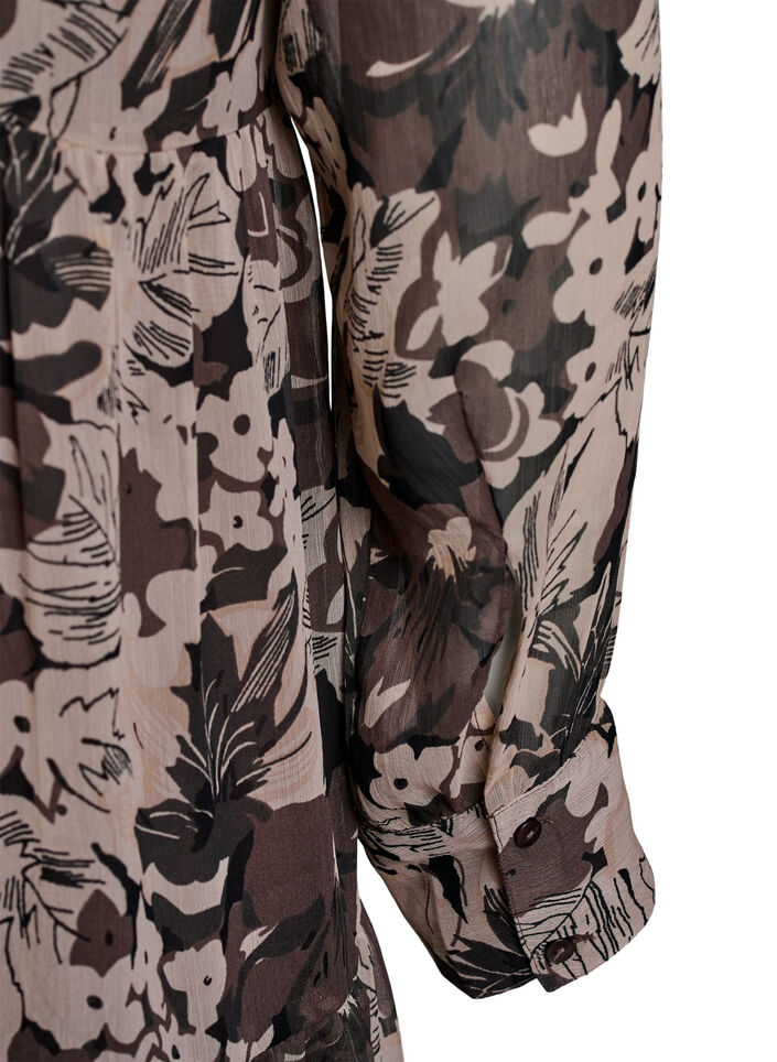 Korte A-lijn jurk met bloemenprint, Black Flower AOP, Packshot
