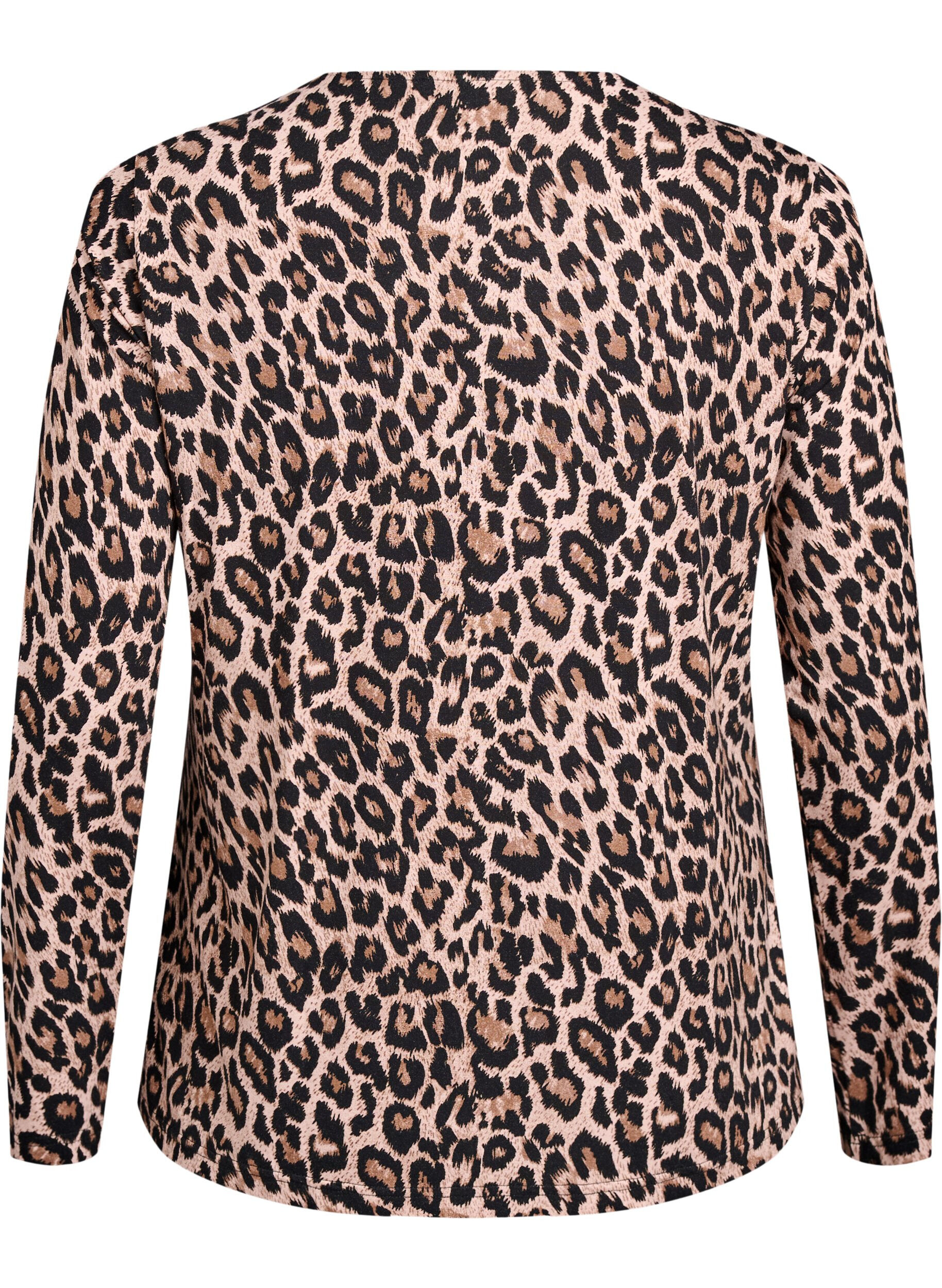 ZizziBlouse met lange mouwen en luipaardprint, Bruin, Packshot image number 1