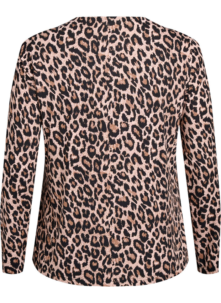 Gestreepte blouse met lange mouwen, Bruin, Packshot image number 1