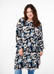 Viscose jurk met print en lange mouwen, Zwart, Model image number 0