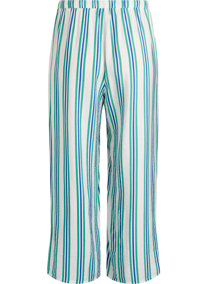 Pantalon ray&eacute; &agrave; taille haute et jambes larges, Vanille, Packshot image number 1