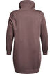 Kort sweatshirt jurk met hoge kraag en zakken, Bruin, Packshot image number 1