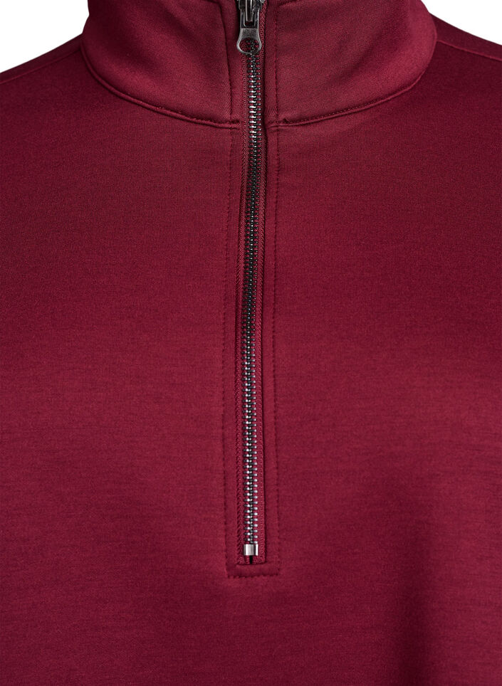Sweatshirt met korte mouwen en een hoge kraag, Donker Bordeaux, Packshot image number 2