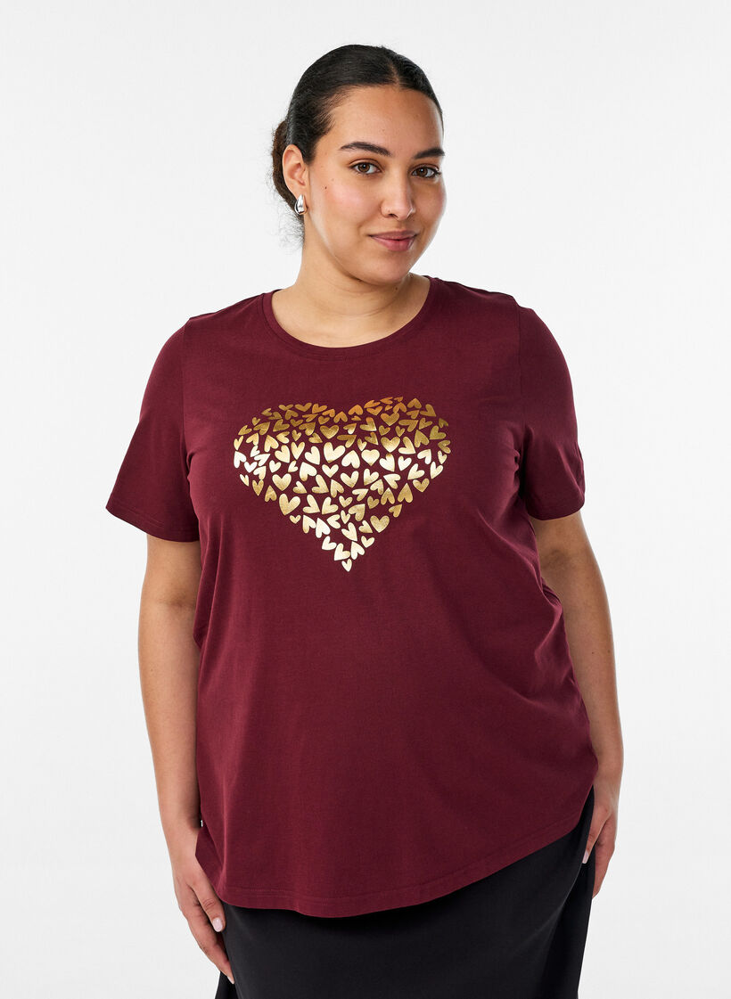 T-shirt met motief, Rood, Model image number 0