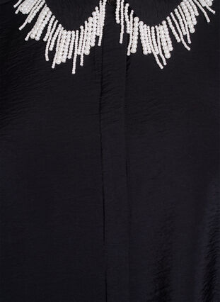 ZizziViscose tuniek met parelgeborduurde kraag, Black, Packshot image number 2