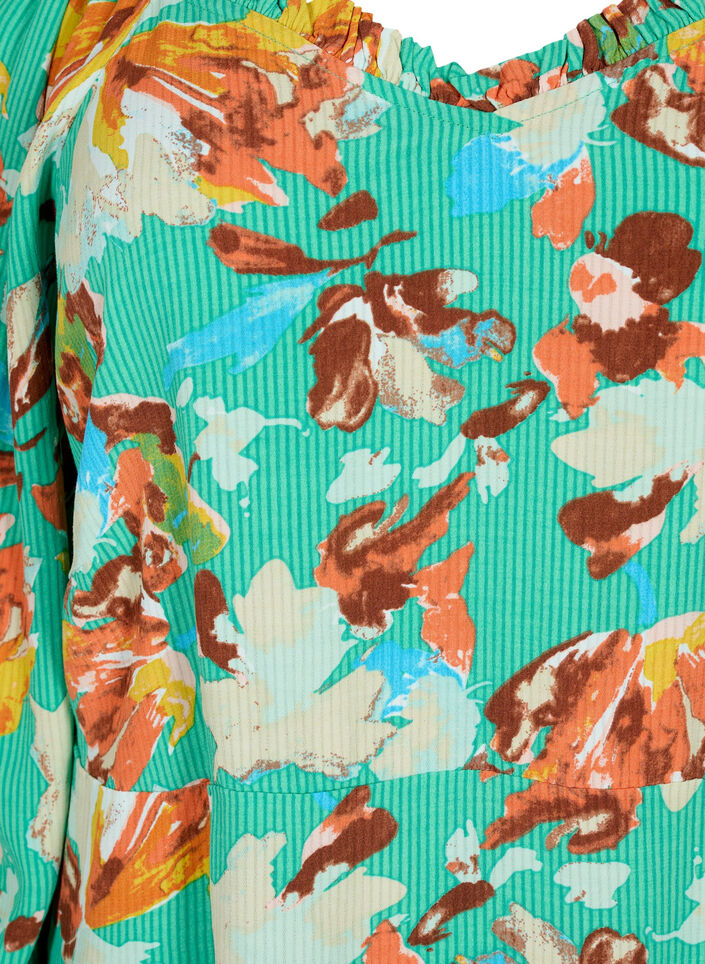 Bedrukte viscose blouse met 3/4 mouwen, Groen, Packshot image number 2