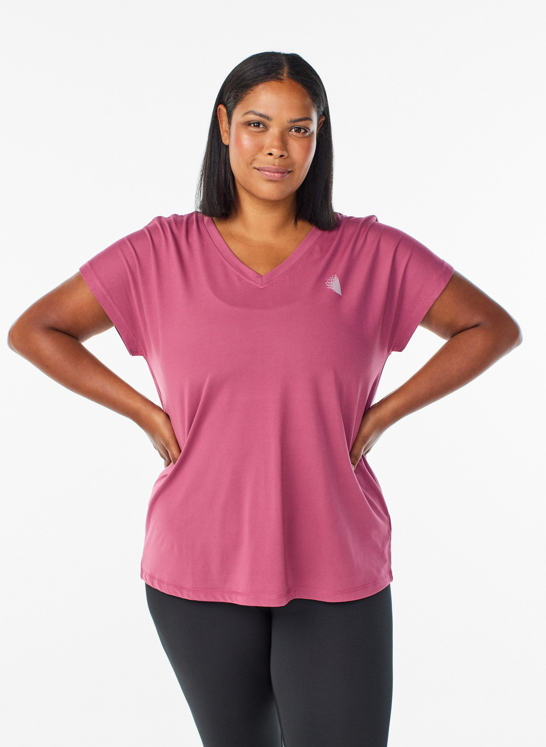 ZizziLosvallend sport T-shirt met V-hals, Rood, Model image number 0