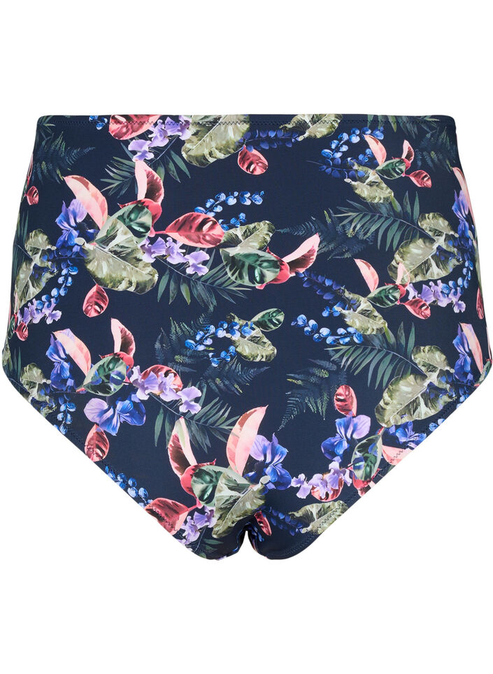 Bikinislip met hoge taille en print, Blauw, Packshot image number 1