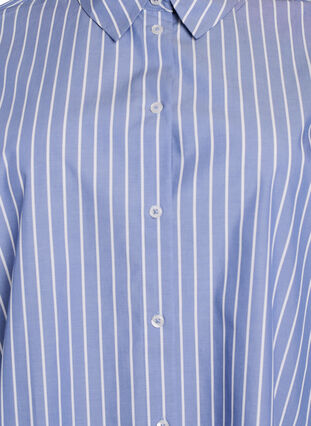 ZizziGestreept shirt met contrasterende manchetten, Blue w. White Stripe, Packshot image number 2