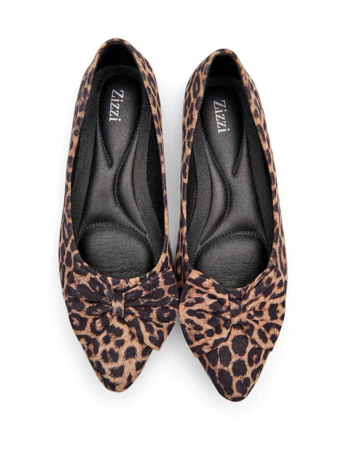 Wide fit - Ballerina pumps met een strik, Leopard AOP, Packshot