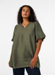Tunic met ballonnenmouwen en een V-hals, Groen, Model image number 0