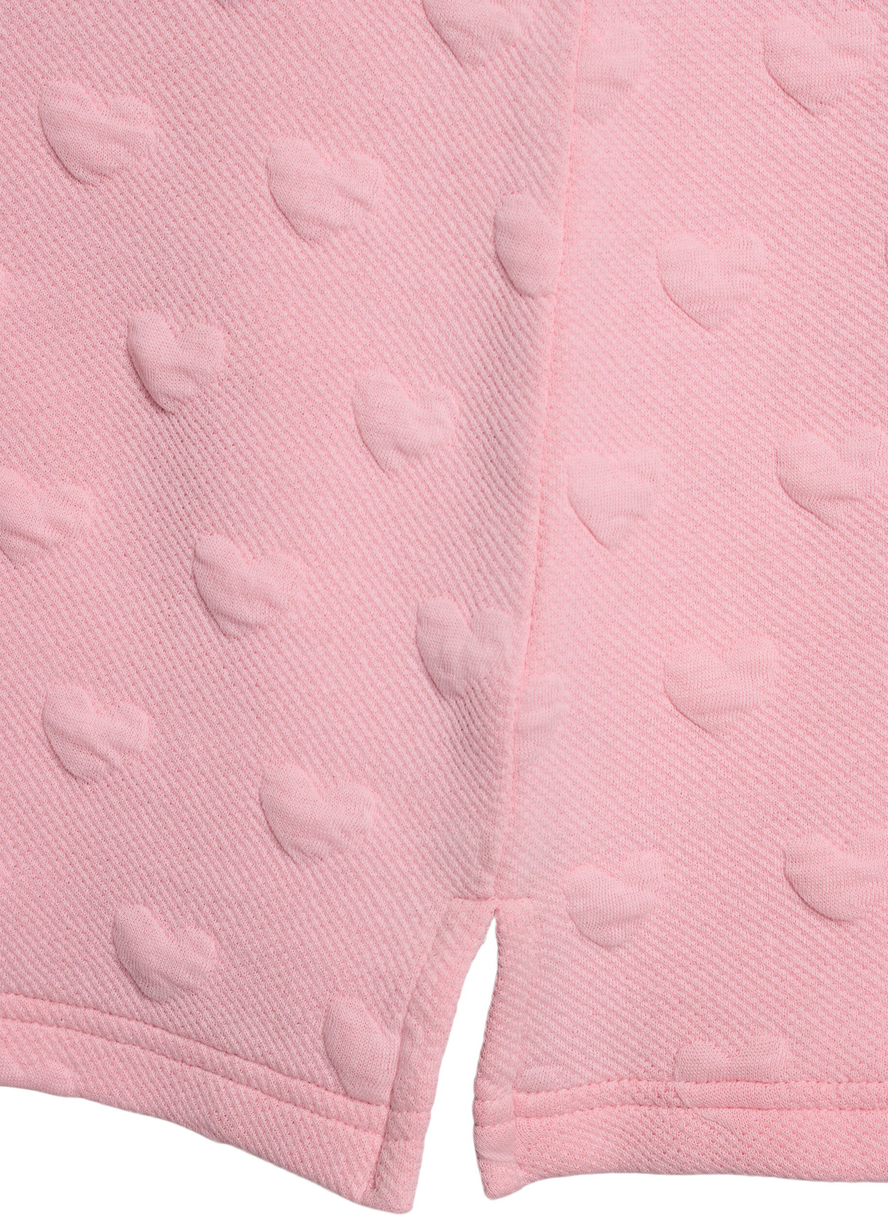 ZizziT-shirt van embossen katoenen jersey, Roze, Packshot image number 3