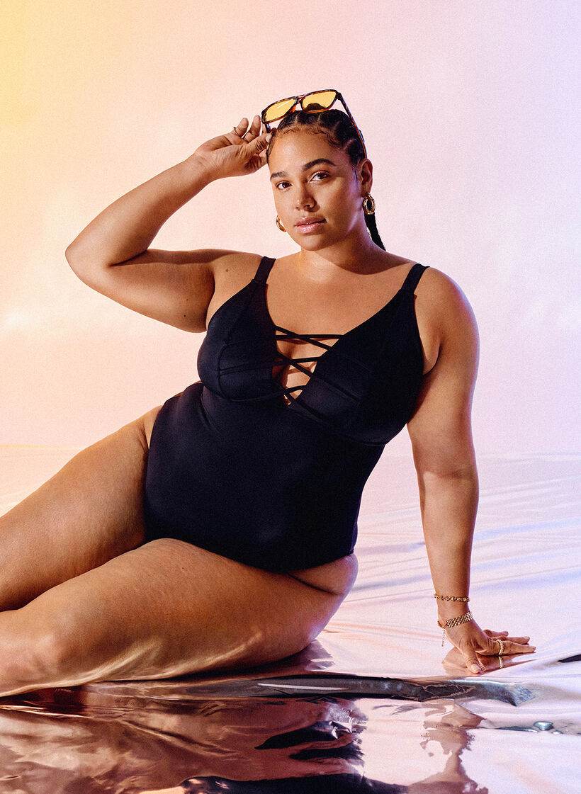 Badpak met koorddetails, Black, Image image number 0