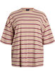 Oversized T-shirt met strepen en 1/2 mouwen, Beige, Packshot image number 0