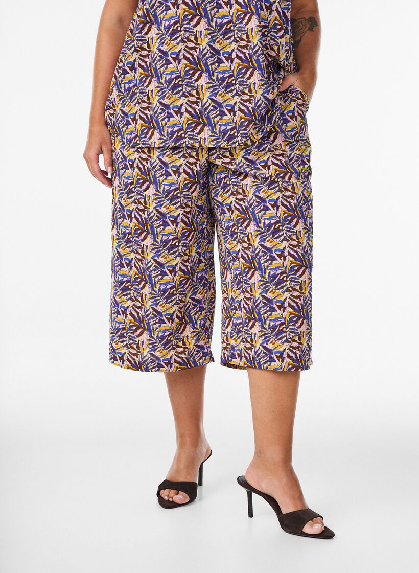 Culotte broek met print, Beige, Model image number 2