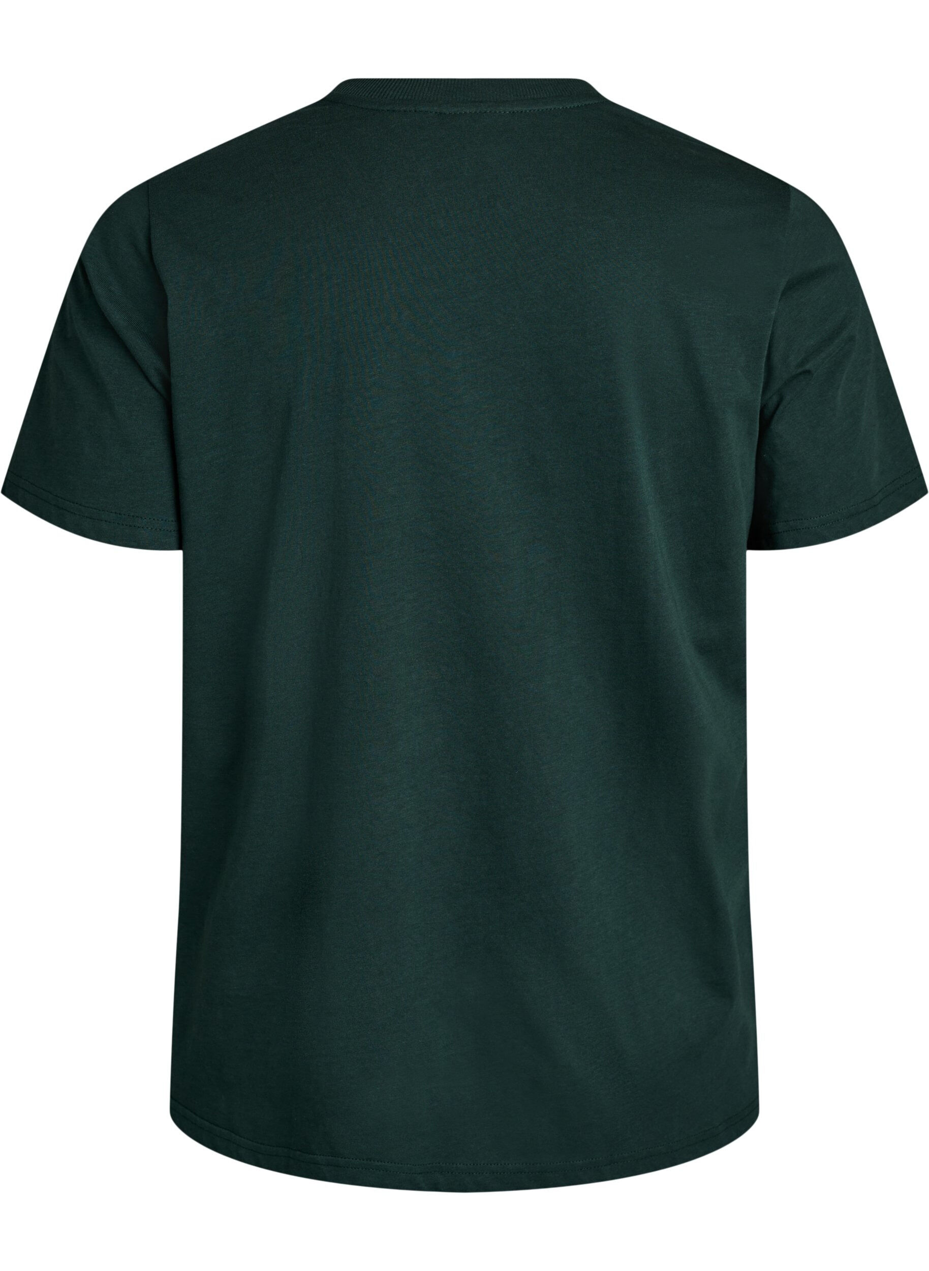 ZizziBasic katoenen T-shirt met ronde hals, Groen, Packshot image number 1