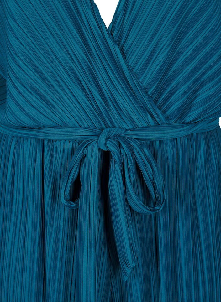 Geplooide jumpsuit met strik en wijde mouwen, Atlantic Deep, Packshot