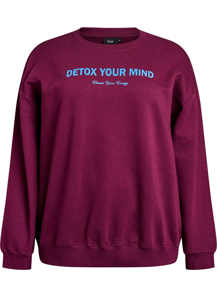 Sweatshirt met motief, Donker Bordeaux, Packshot image number 0