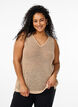 FLASH - Mouwloze gebreide top met V-hals, Beige, Model image number 0