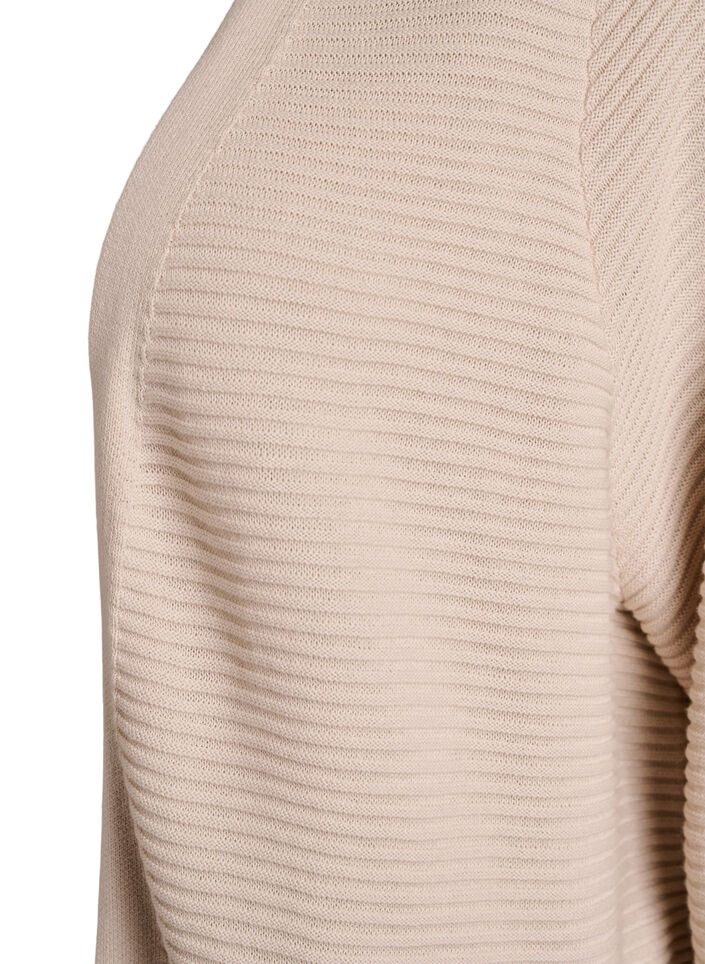 Lang, ribgebreid katoenen vest, Beige, Packshot image number 2