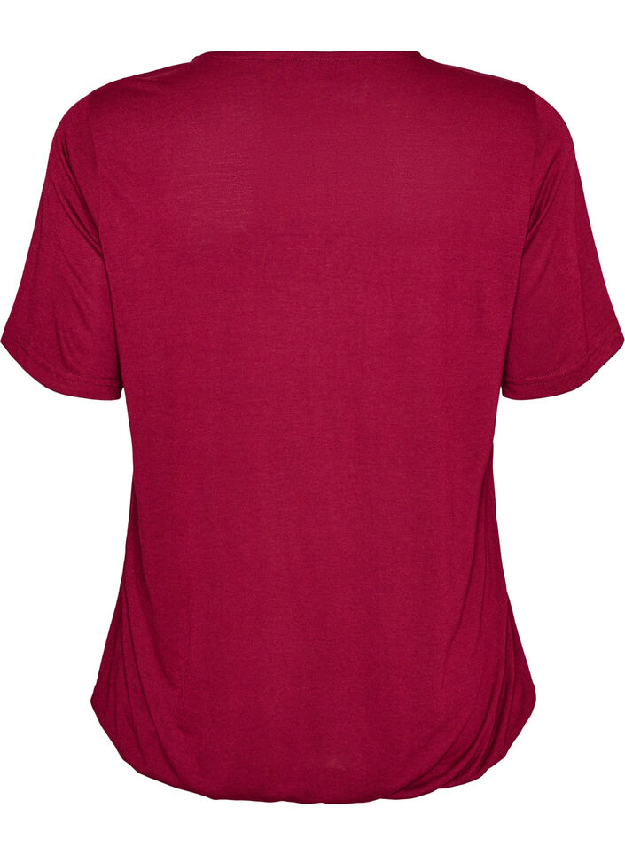 Blouse met kanten inzetstuk en ballonmouwen, Rood, Packshot image number 1