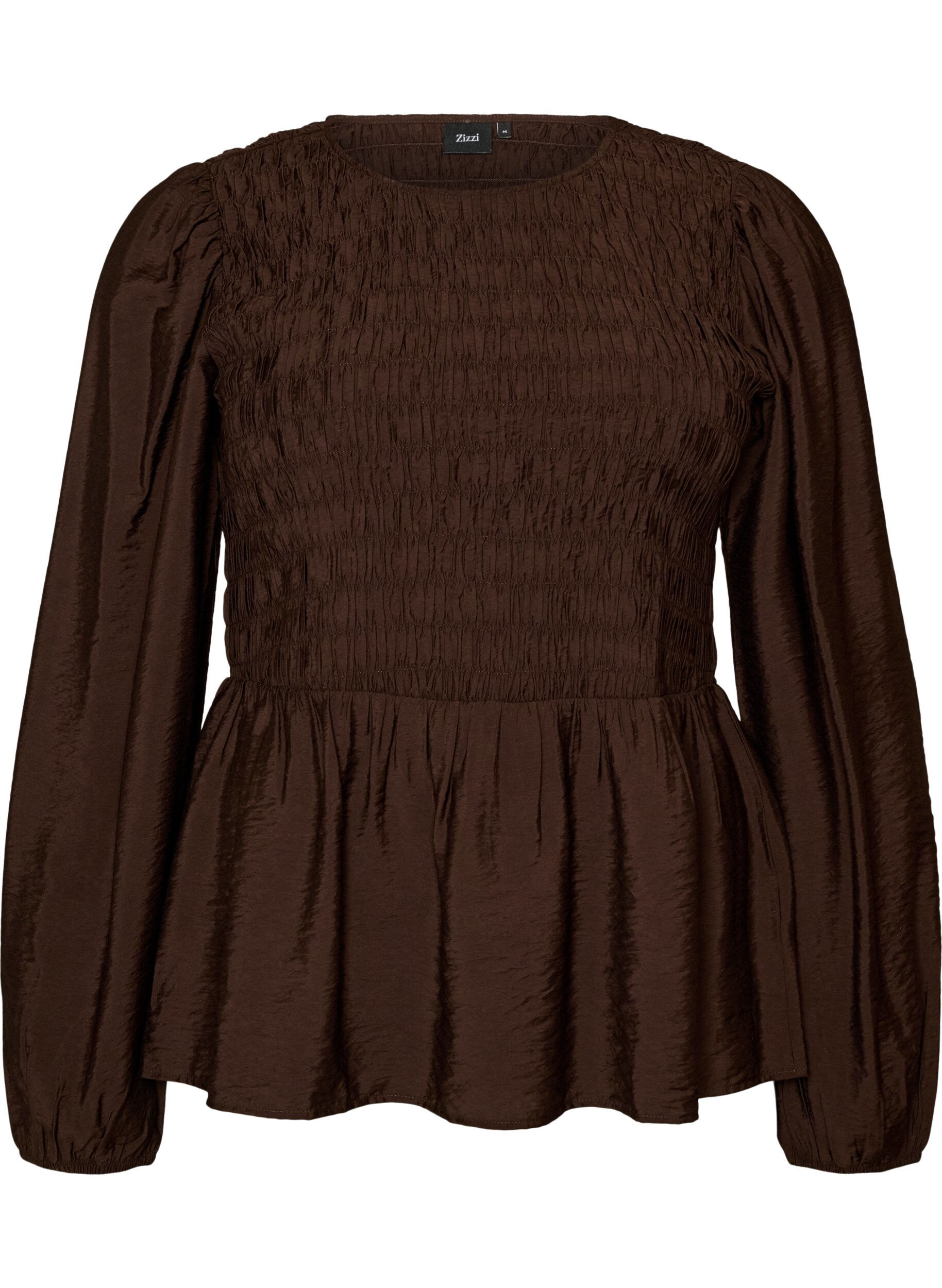 Blouse met smock en lange mouwen