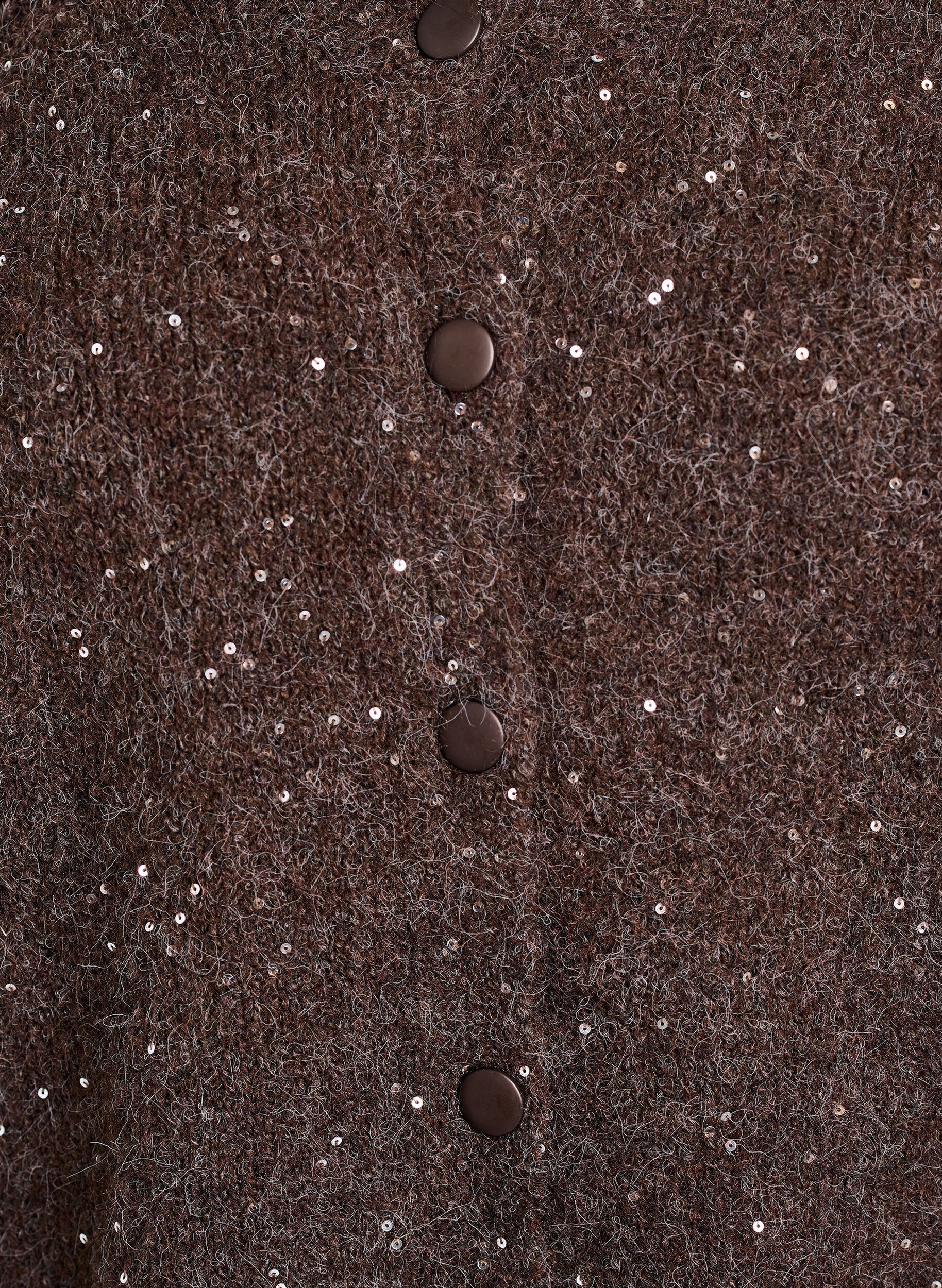 ZizziGebreid vest met pailletten, Bruin, Packshot image number 2