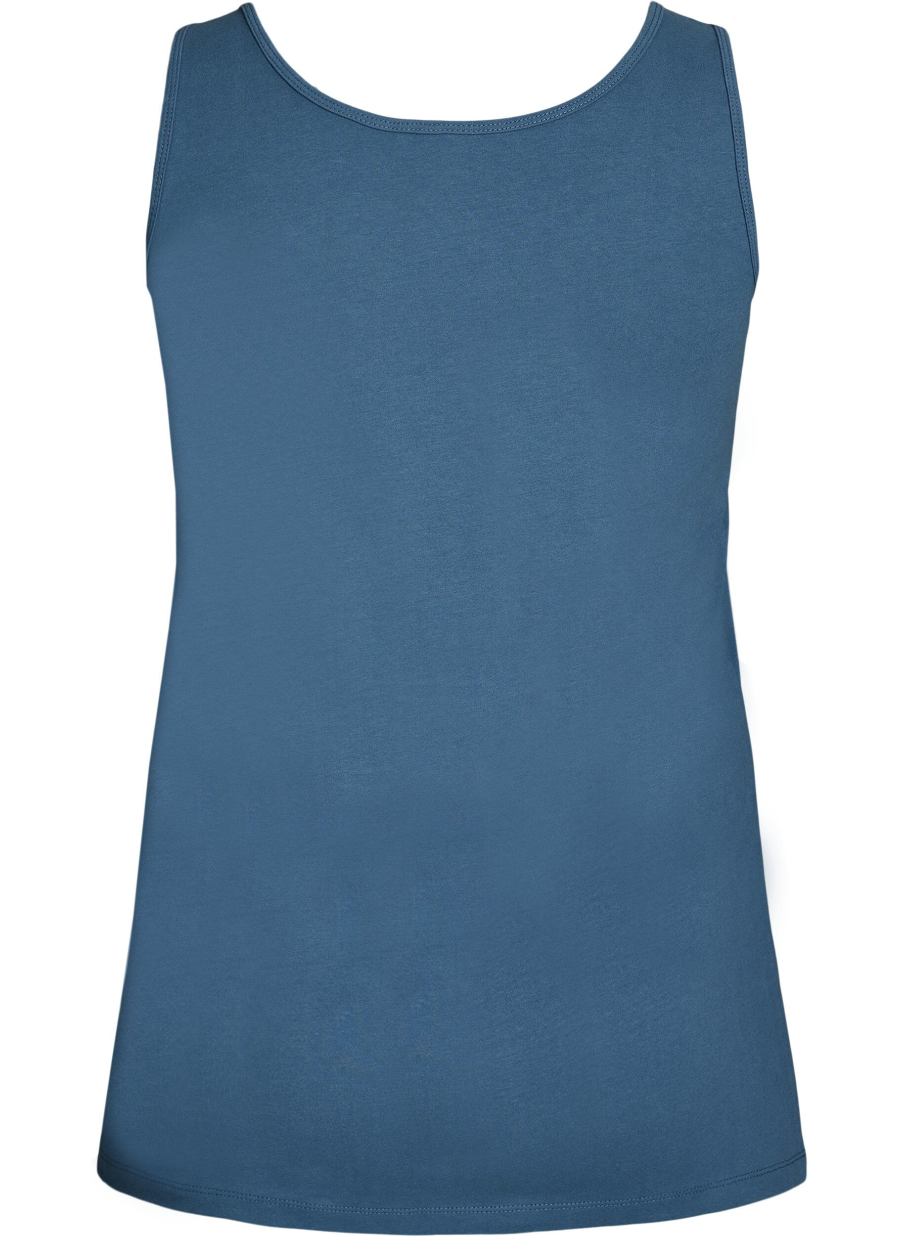 ZizziSolide kleur basis top in katoen, Grijs, Packshot image number 1