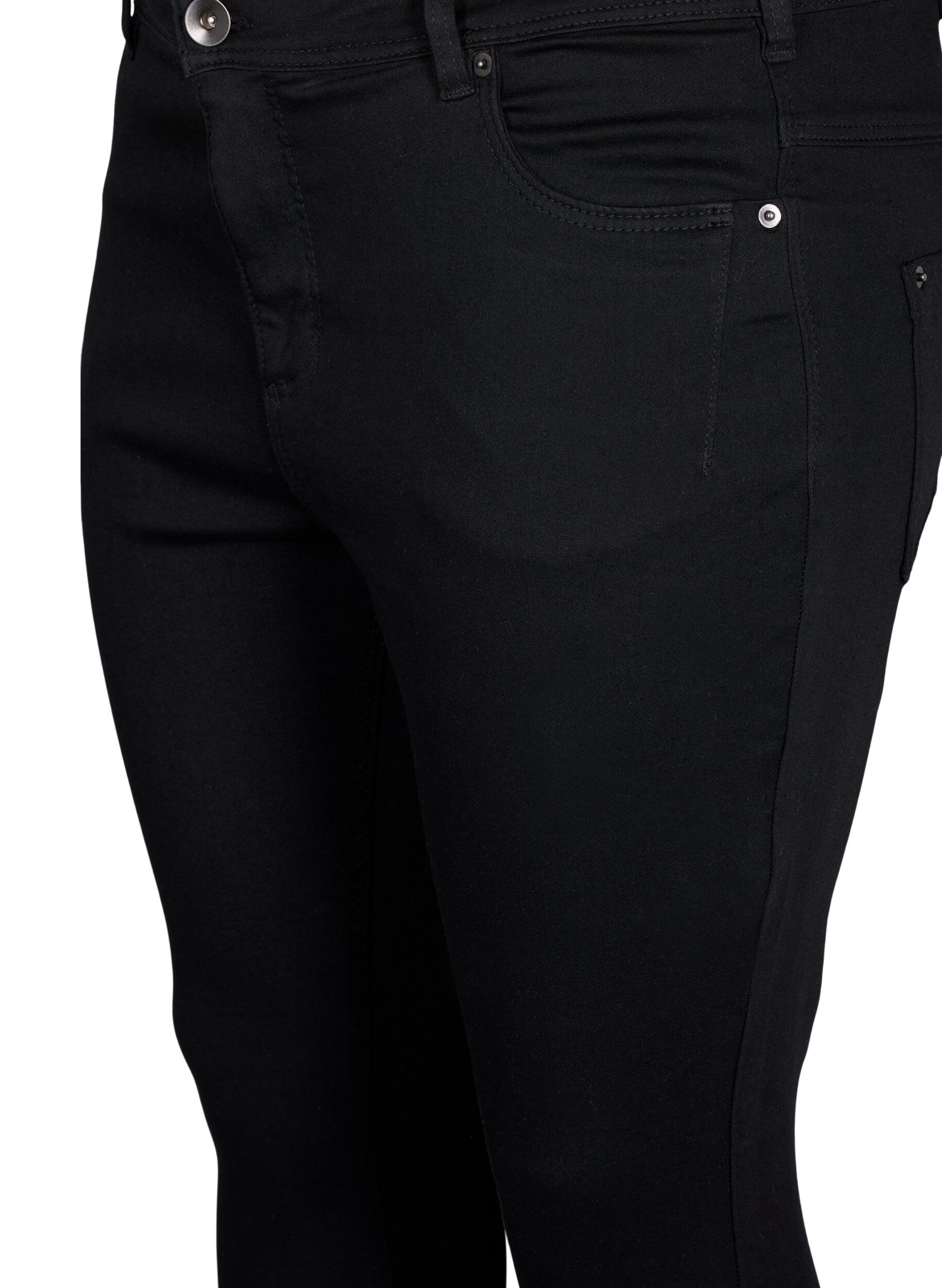 ZizziCropped Amy jeans met rits, Zwart, Packshot image number 2