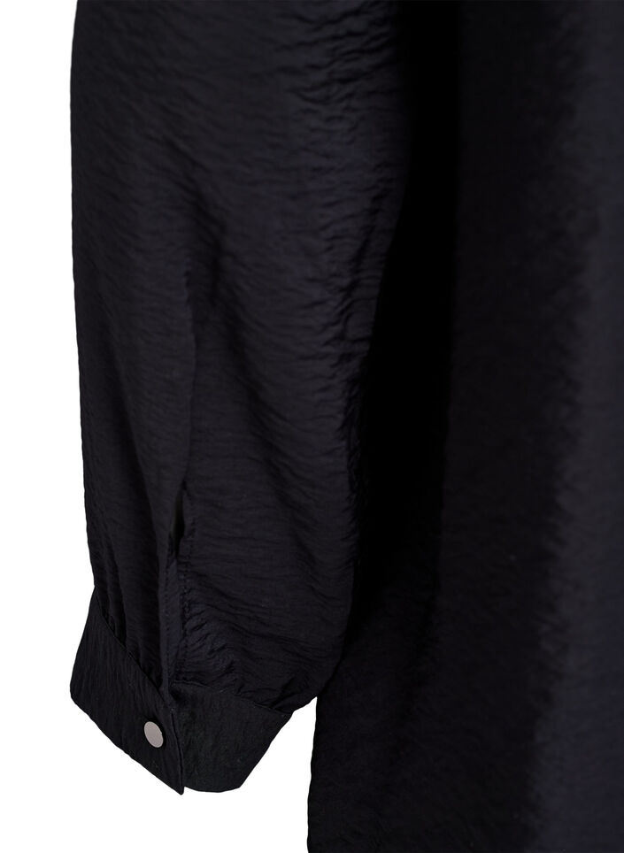 Viscose tuniek met parelgeborduurde kraag, Black, Packshot