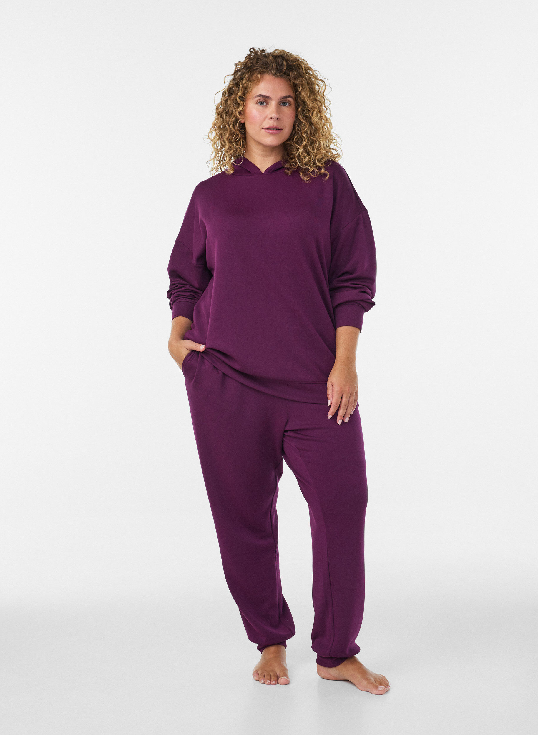 ZizziJersey hoodie, Paars, Model image number 1