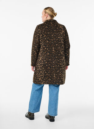ZizziLuipaardprint jas met dubbele knoopsluiting, Leo aop, Model image number 1