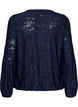 Doorschijnende blouse met bloemenstructuur en lange mouwen, Blauw, Packshot image number 1