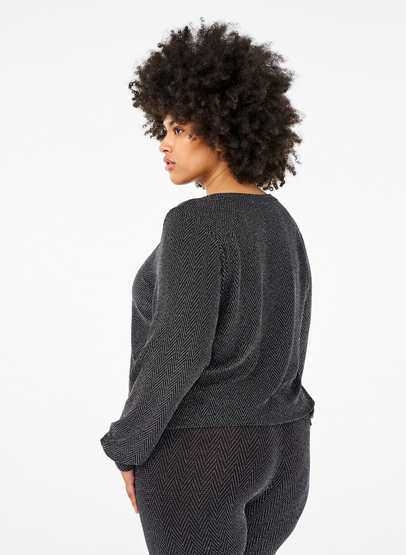 Blouse met glinsterend patroon, Silver ZigZagShimmer, Model image number 1