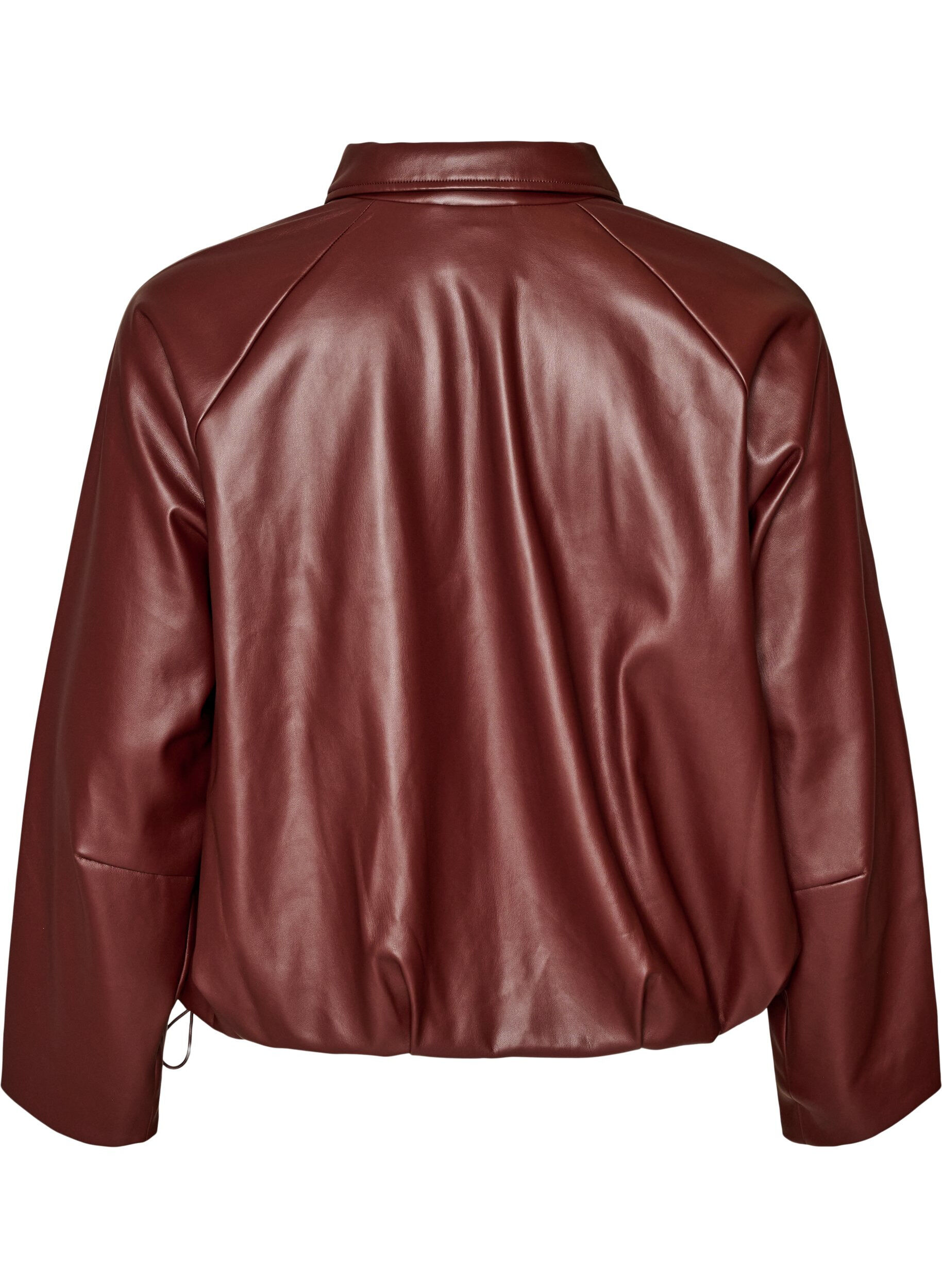 ZizziImitatieleer bomberjack met een zoom met trekkoord, Bruin, Packshot image number 1