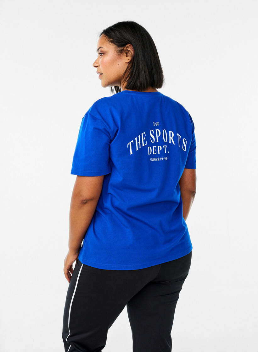 Sportief T-shirt in biologisch katoen, Blauw, Model image number 2