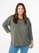 Jersey blouse met 3/4 mouwen, Groen, Model image number 0