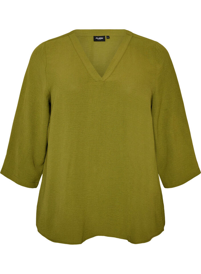 Blouse met 3/4 mouwen, Groen, Packshot image number 0