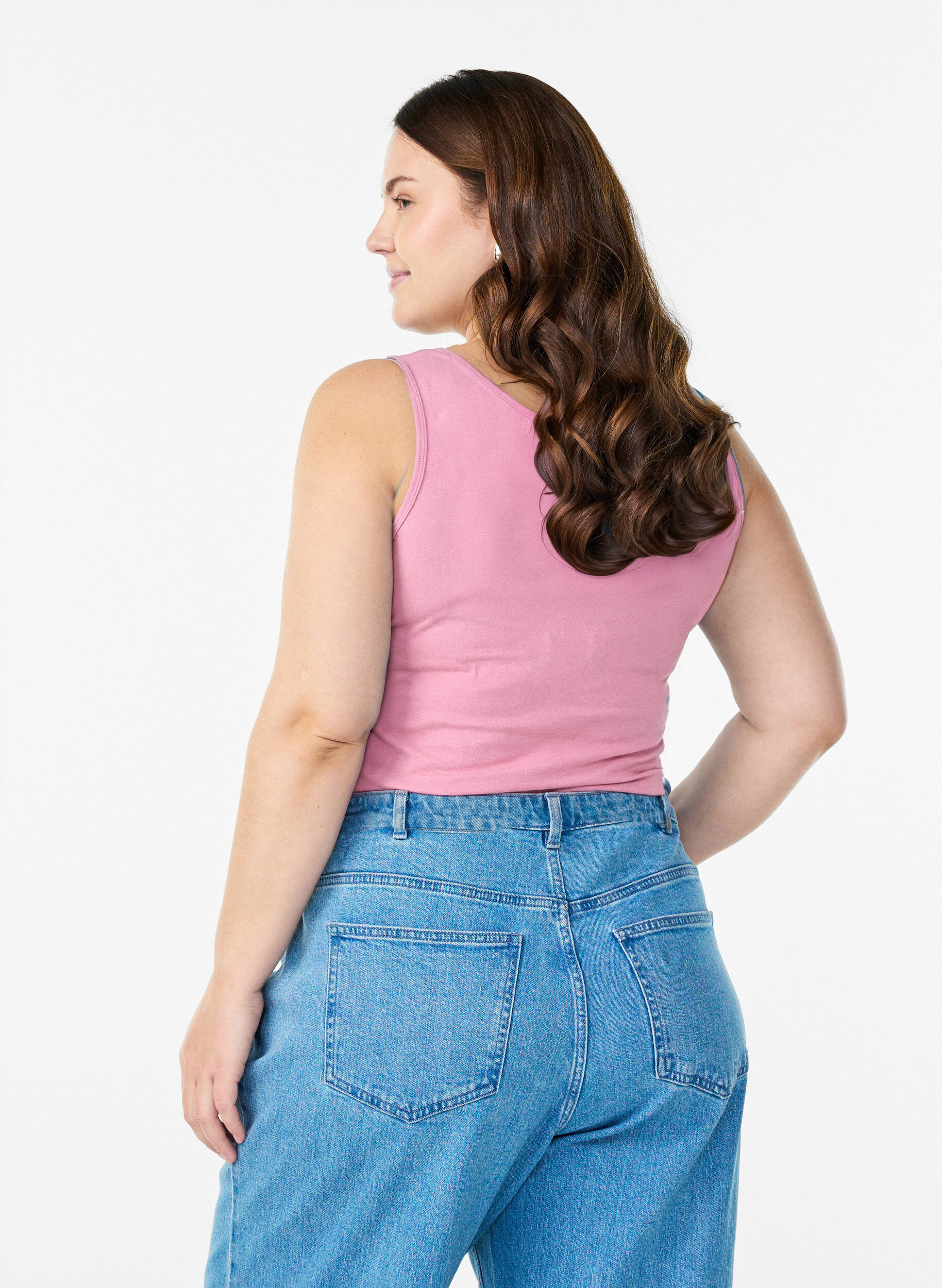 ZizziEffen basic top in katoen, Roze, Model image number 2