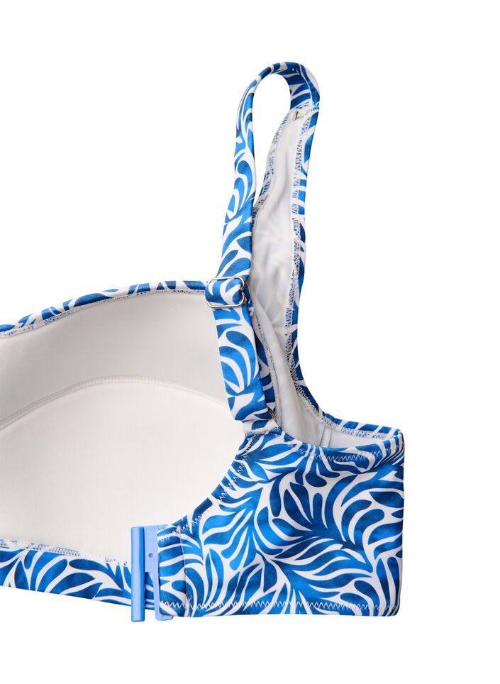 Gewatteerde bikinitop met print, Blauw, Packshot image number 3
