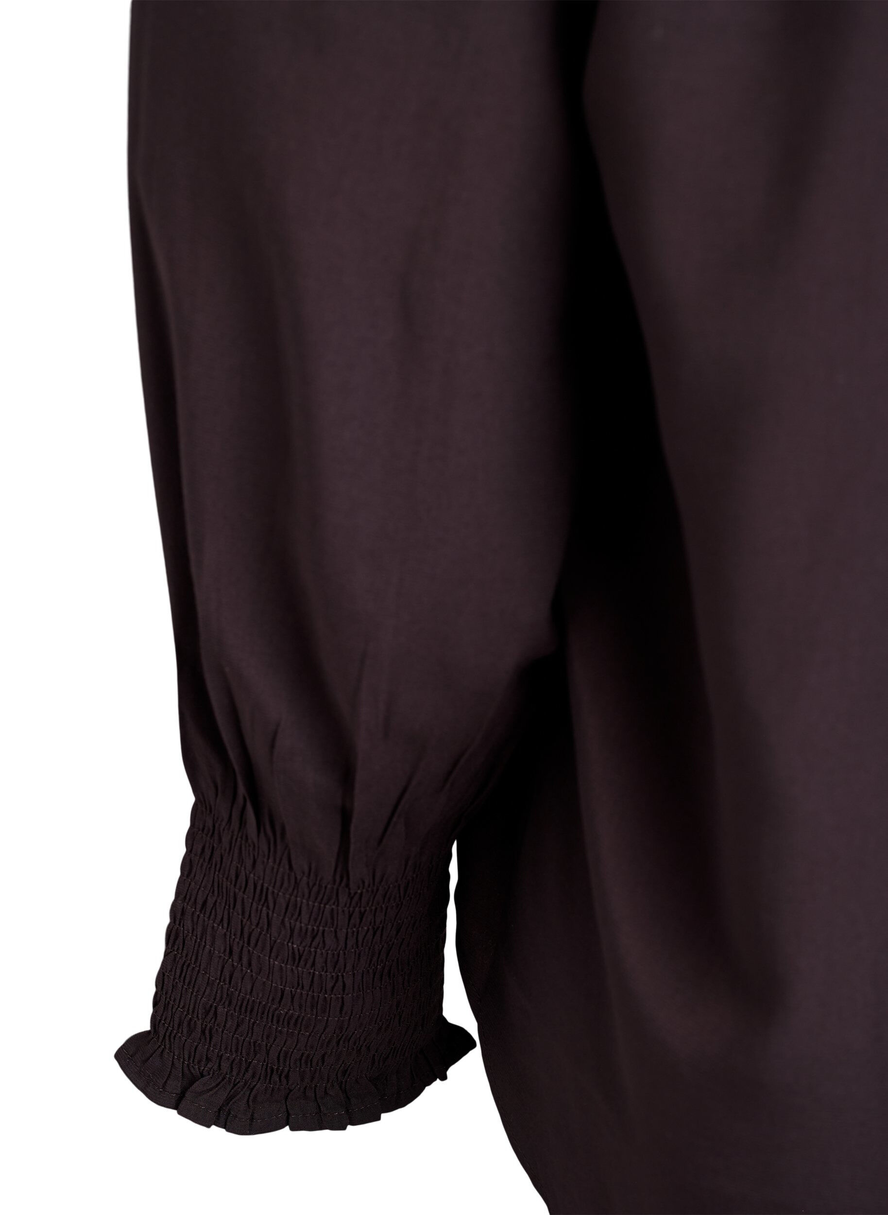 ZizziBlouse met ruches kraag en plooien, Bruin, Packshot image number 3