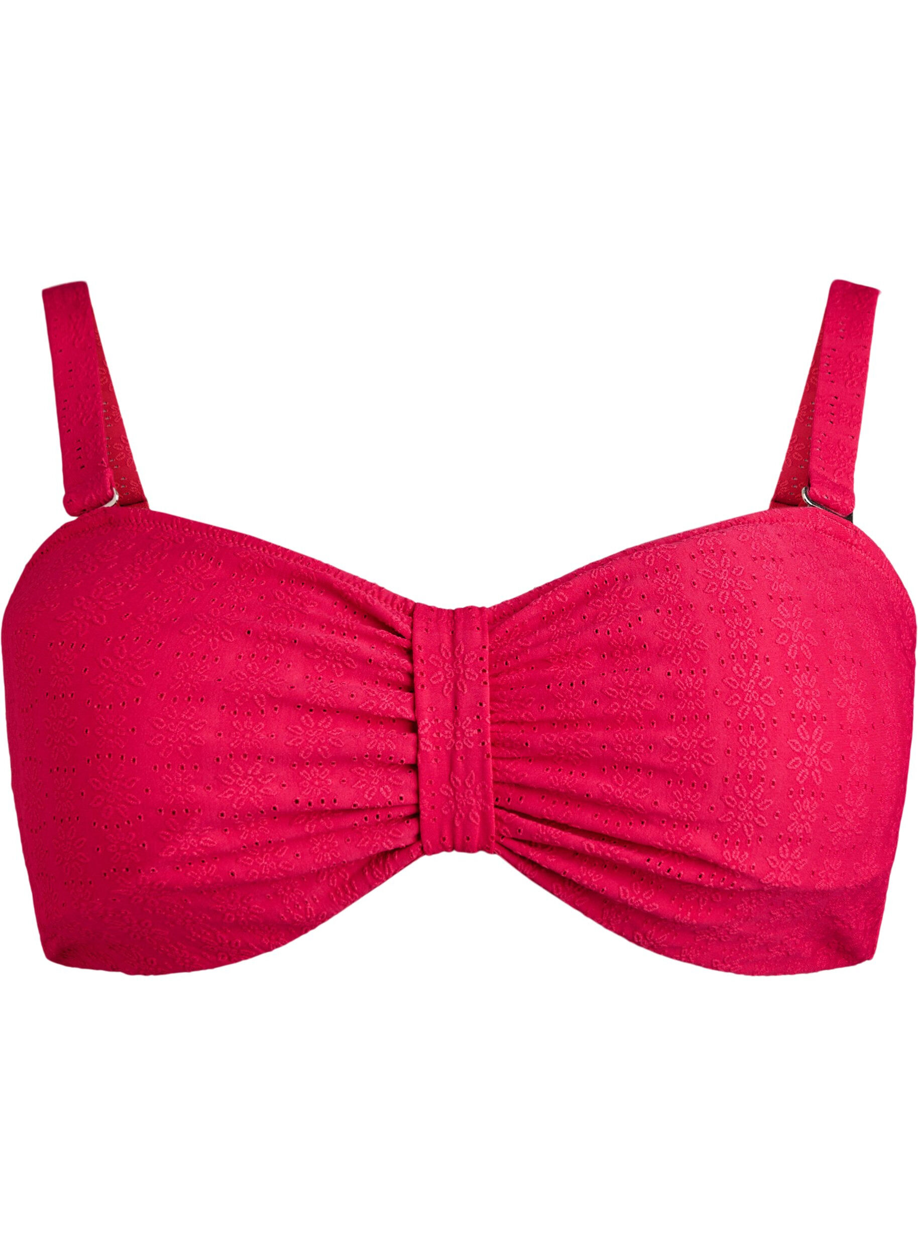 Bandeau bikinitop met een textuurpatroon en afneembare bandjes